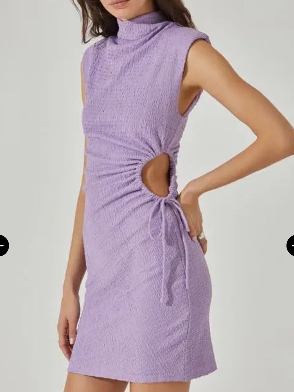 ASTR the label side ruched cutout mini dress in lavender size medium